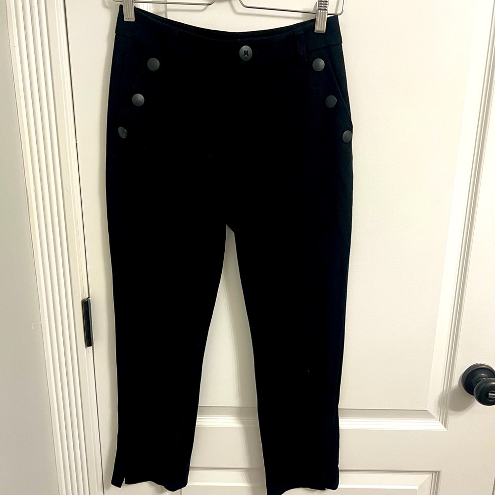 Black Cabi cropped pant with buttons